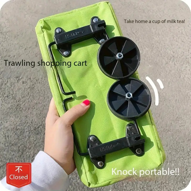 1x Collapsible Shopping Grocery Bag with Wheels Rolling Tote Large Reusable Bags