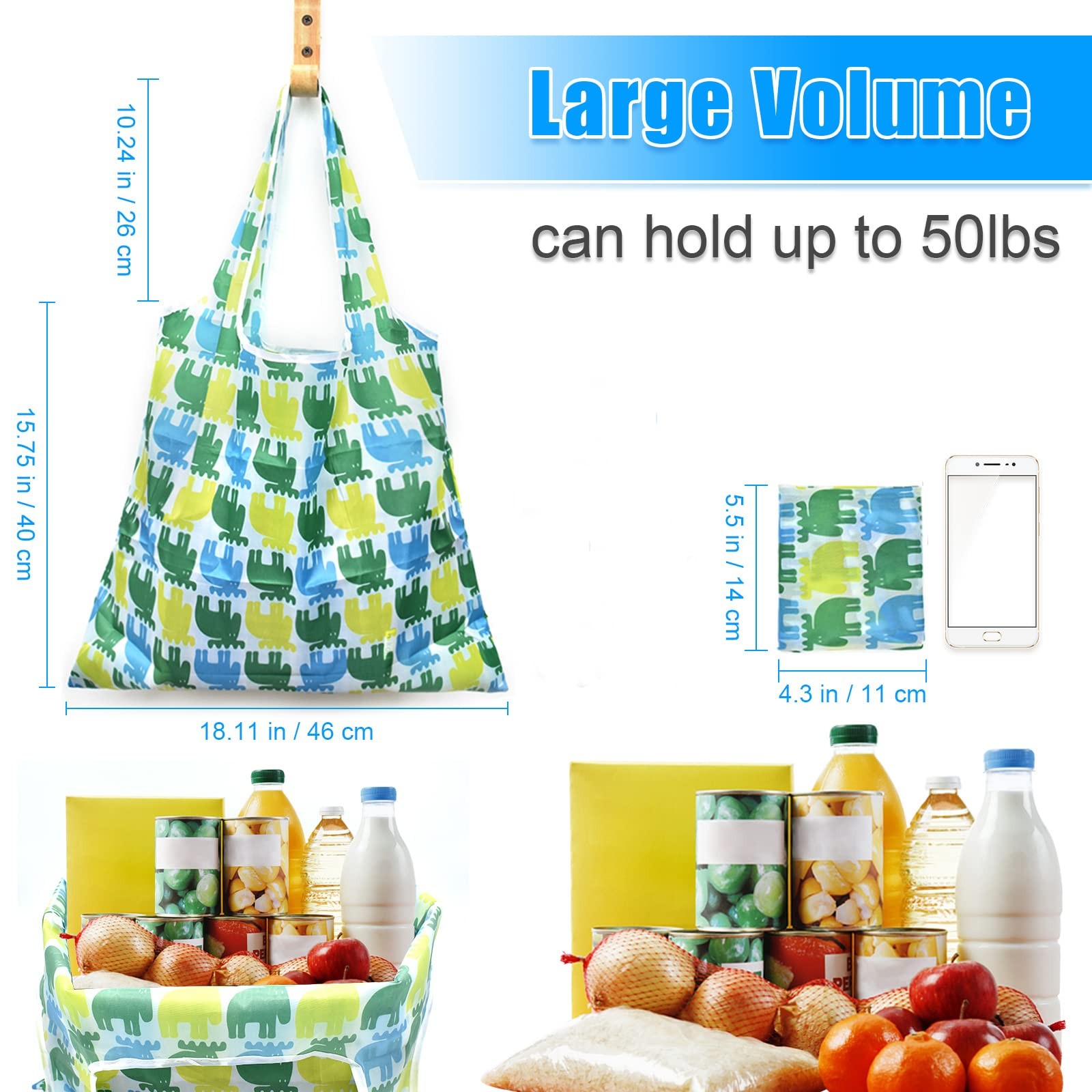 9 Pack Reusable Grocery Bags Foldable Shopping Bags Heavy Duty Envirosax Bags Wa
