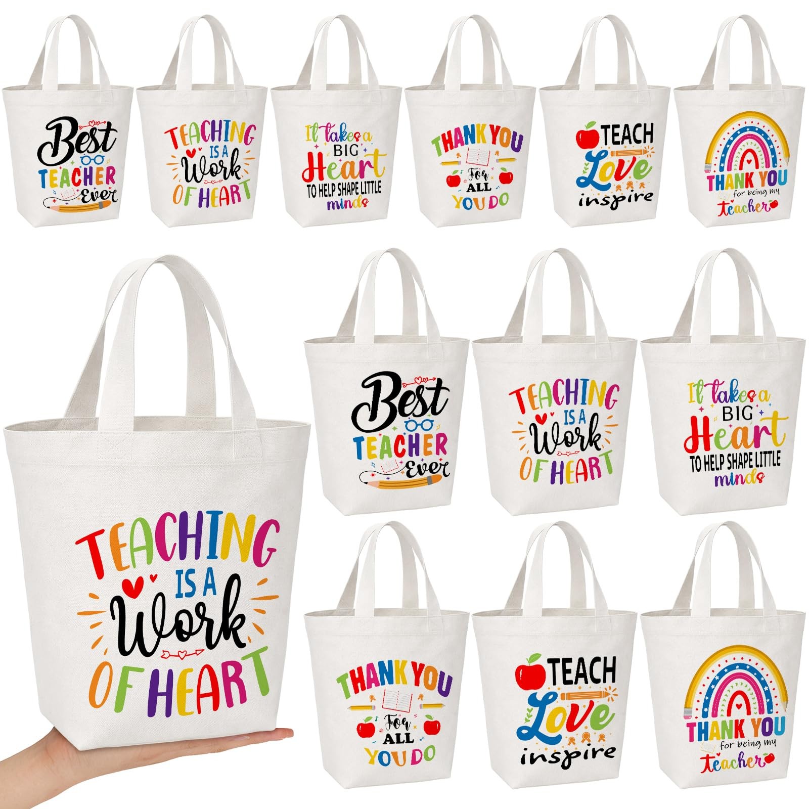 Mini bolsas de lona para profesores la vuelta al cole. Regalo de agradecimiento