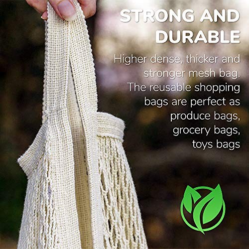 5 pack Cotton String Shopping Bags Reusable Washable Grocery Mesh 5-pack Biege