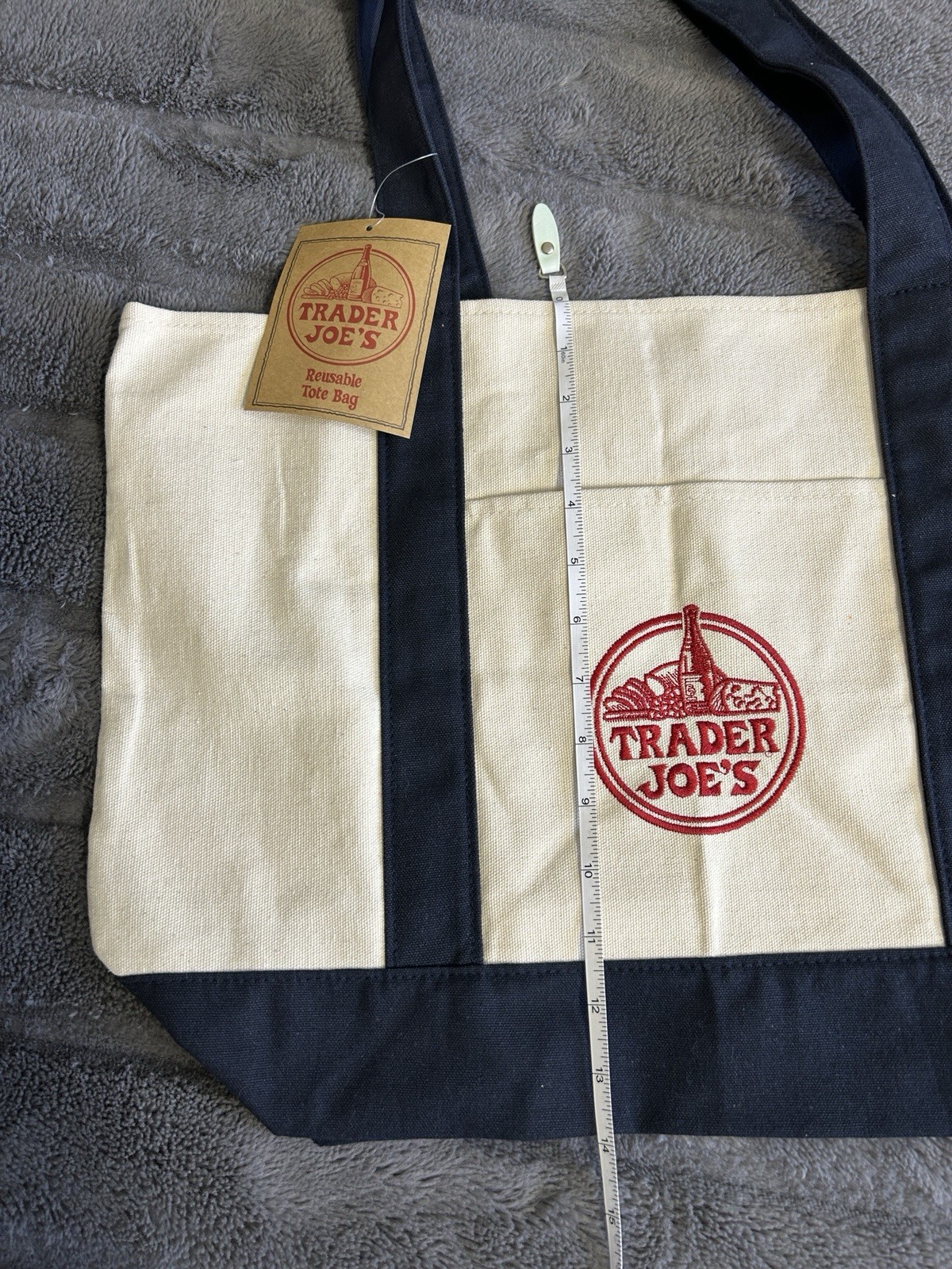Trader Joe’s Canvas Tote Shopping Bag LARGE CLASSIC NAVY BLUE NEW with TAGS