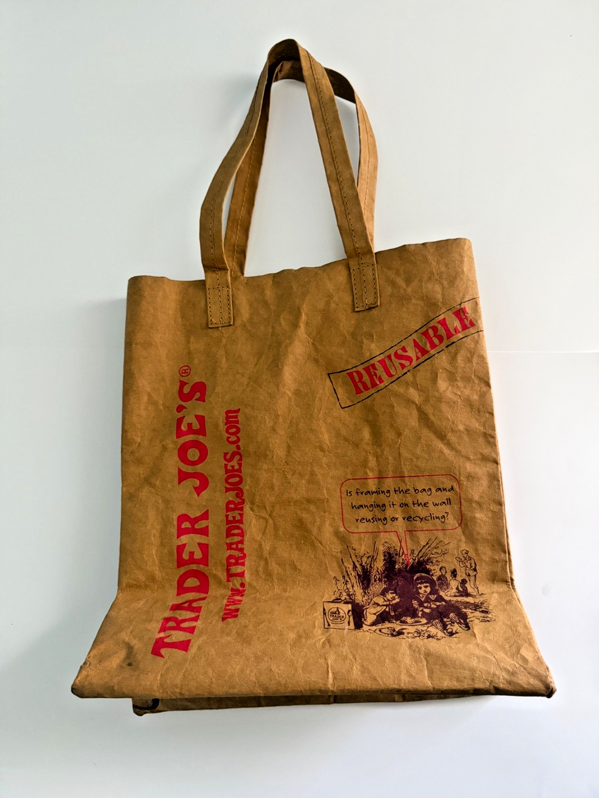 Trader Joe’s Reusable Washable Brown Paper Bag Grocery Tote