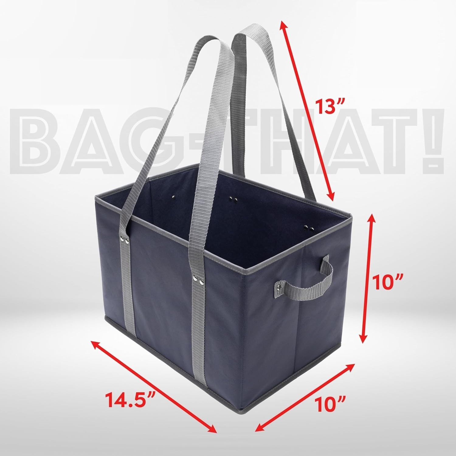 Durable 4 Pack Shopping Bags with Strong Handles – Navy Blue/Gray, Easy Clean