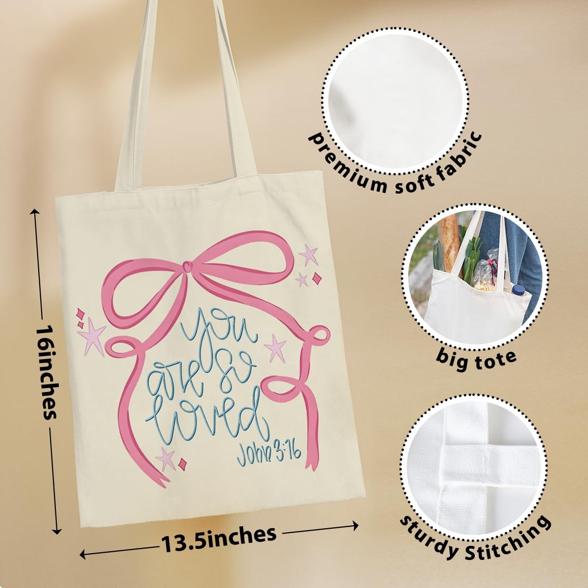 Religious Canvas Tote Bag, Inspirational Christian Gifts for Women Daughter N…