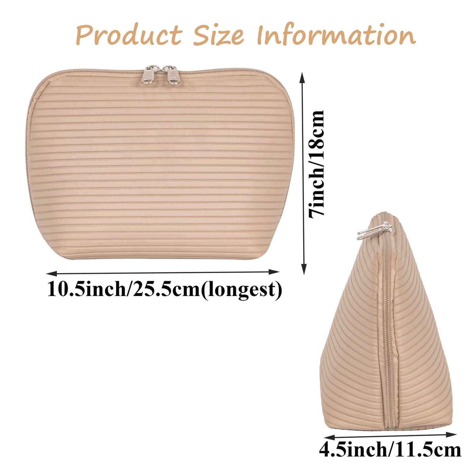Tense Edano Travel Makeup Bag for Women, Waterproof Stand Up Medium, Camel
