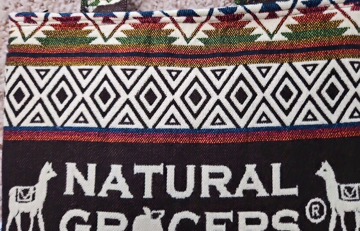 Natural Grocers Alpaca Shopping Bag Tote Woven SW Ecuador Shoulder Strap Lined