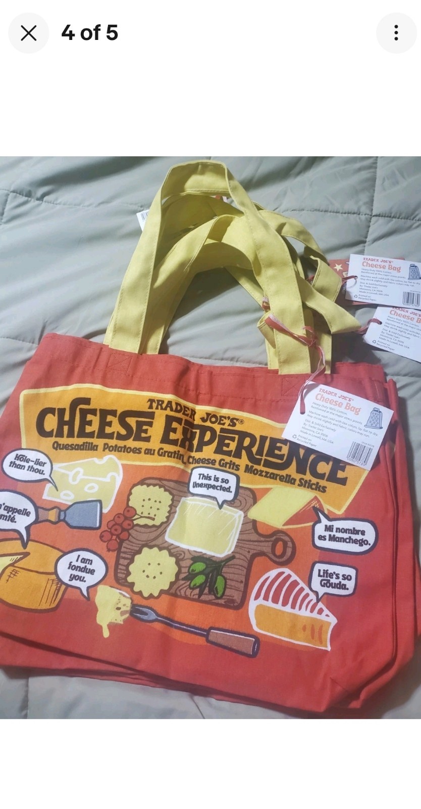 Limited EDITION, Trader Joe’s Cheese Adventure Tote Bag
