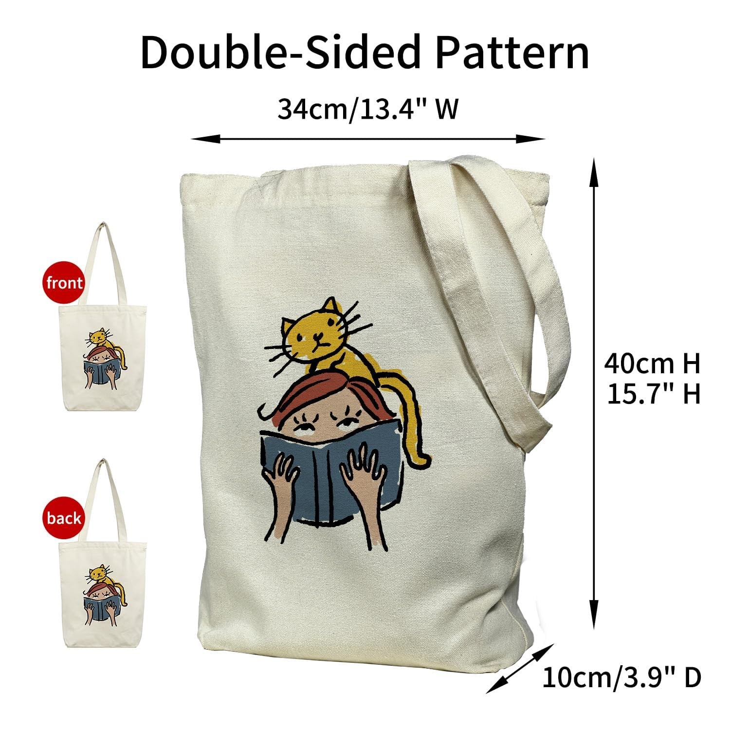 Canvas Tote Bag for Men, Book Bags for Book Lovers Gifts Bookworm Readers Lib…