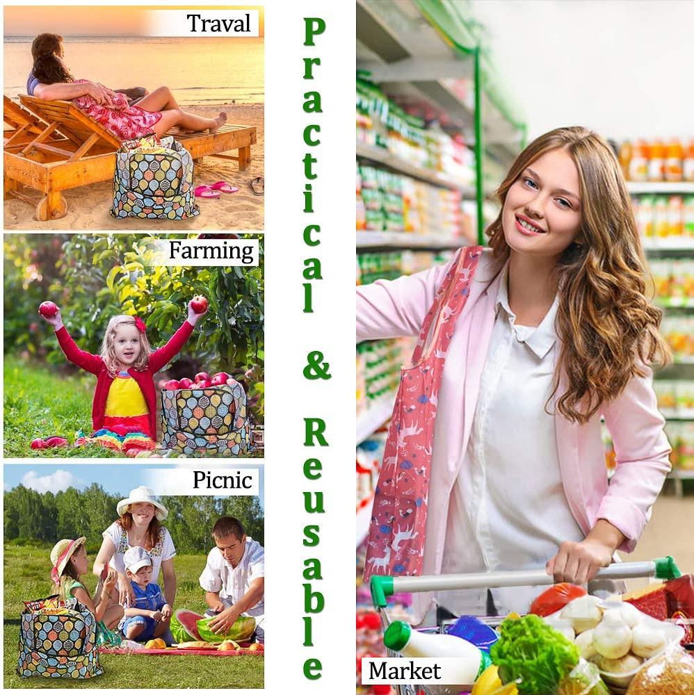 SZUAH 10 Pack Reusable Grocery Shopping Bags, Foldable Shopping Bags Grocery Tot