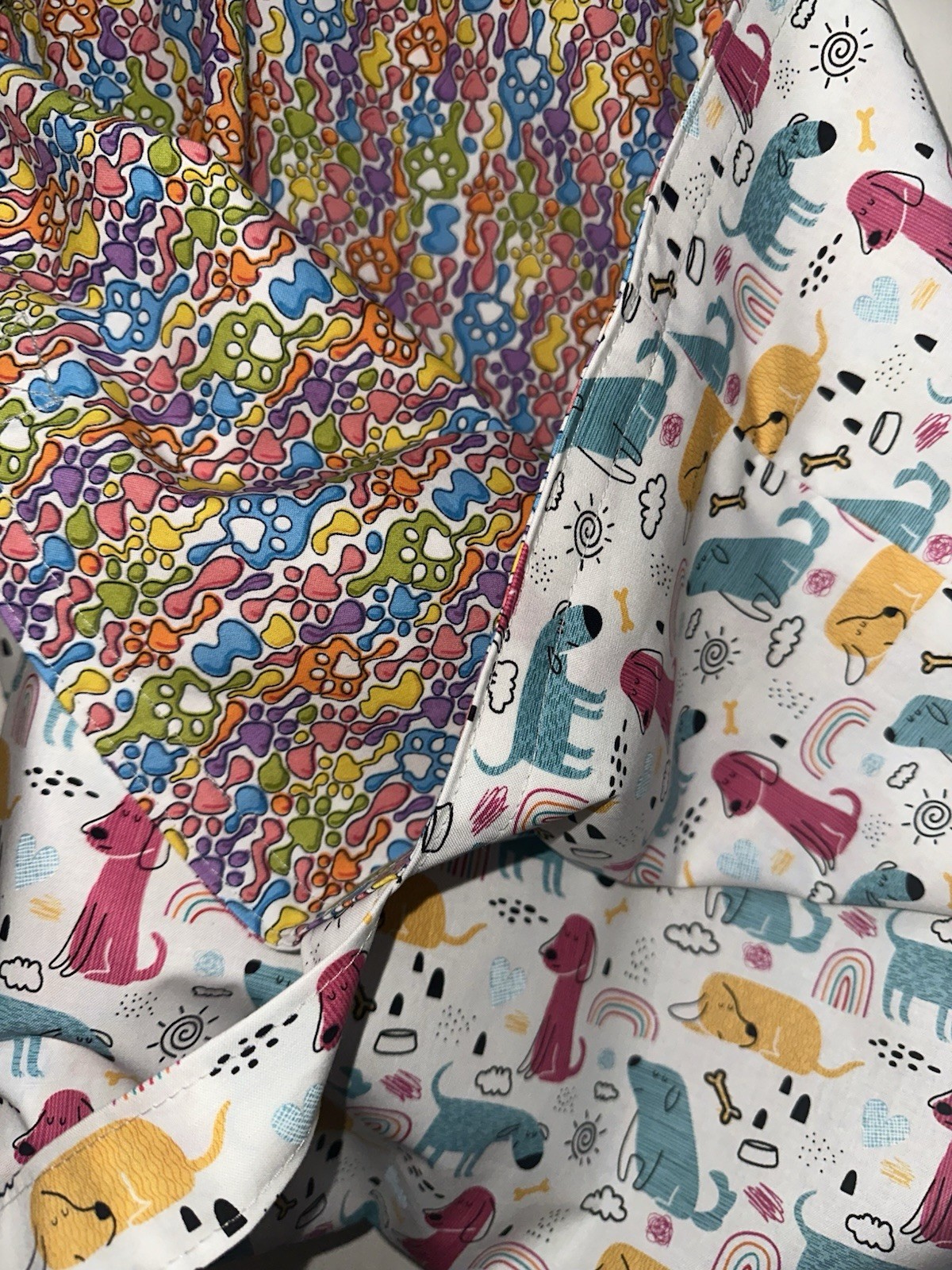 Colorful Sleepy Pups Handmade Reversible Washable Tote Or Beach Bag