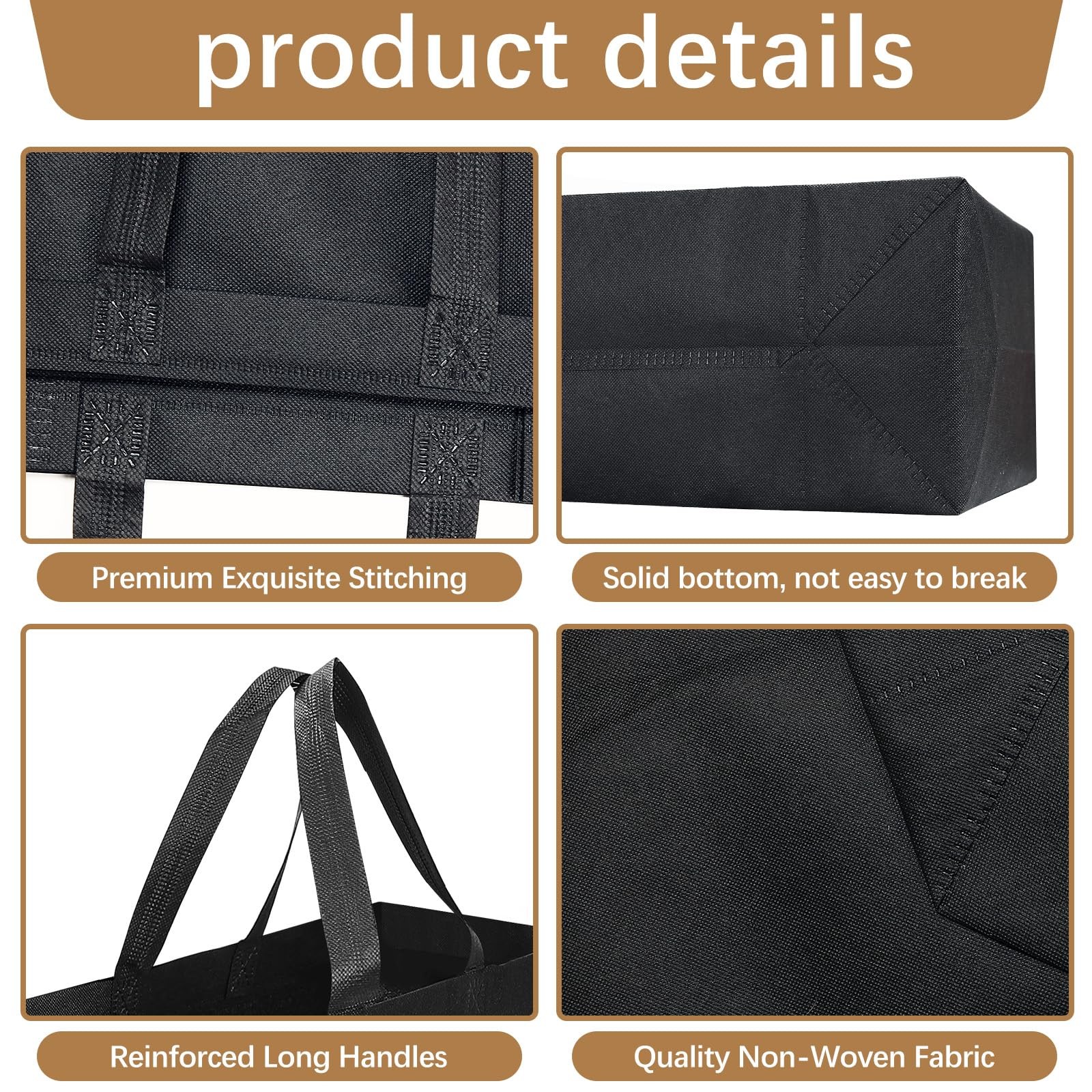 120 Pack Reusable Grocery Bags 12.6 * 6.3 * 11.8 in – Non Woven Totes Bag wit…