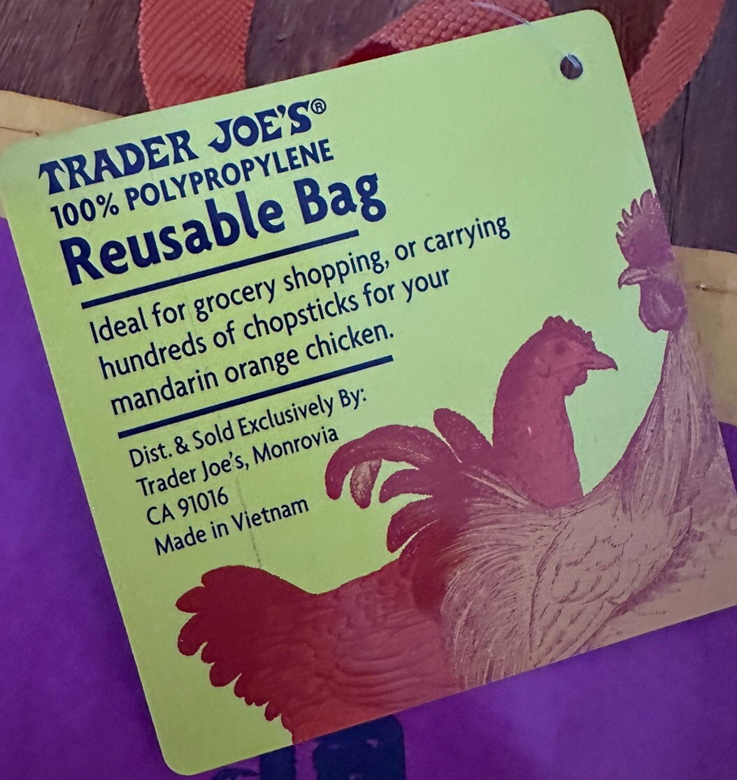TRADER JOE’S “ORANGE CHICKEN” Rare Reusable Shopping Bag New With Tags NWT