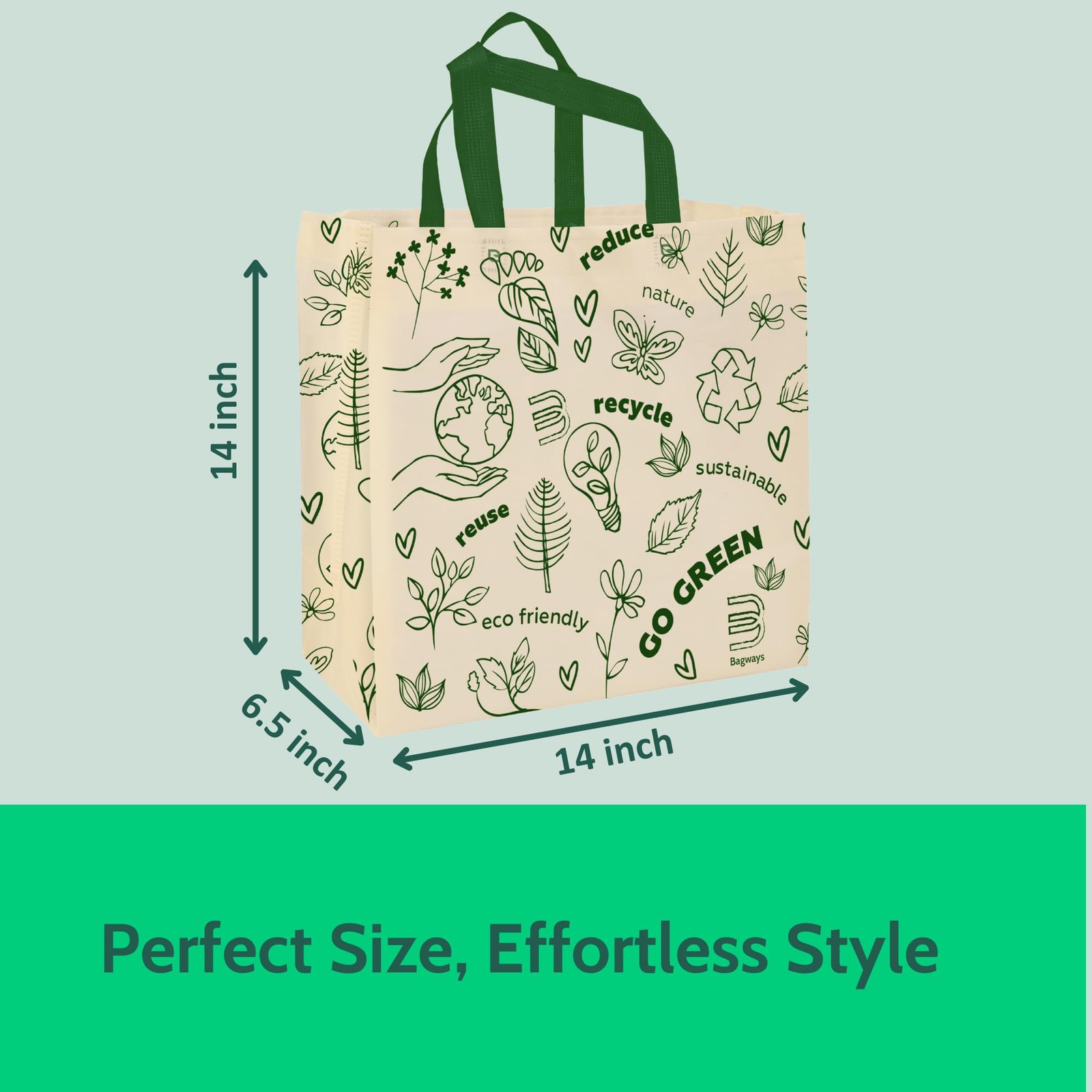 Bagways 30 PACK Reusable Grocery Bags with Handles, Durable, Foldable, Washab…