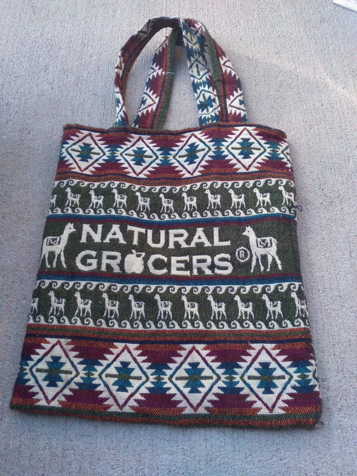 Natural Grocers Shopping Bag Tote Cloth Southwestern Theme Re-useable