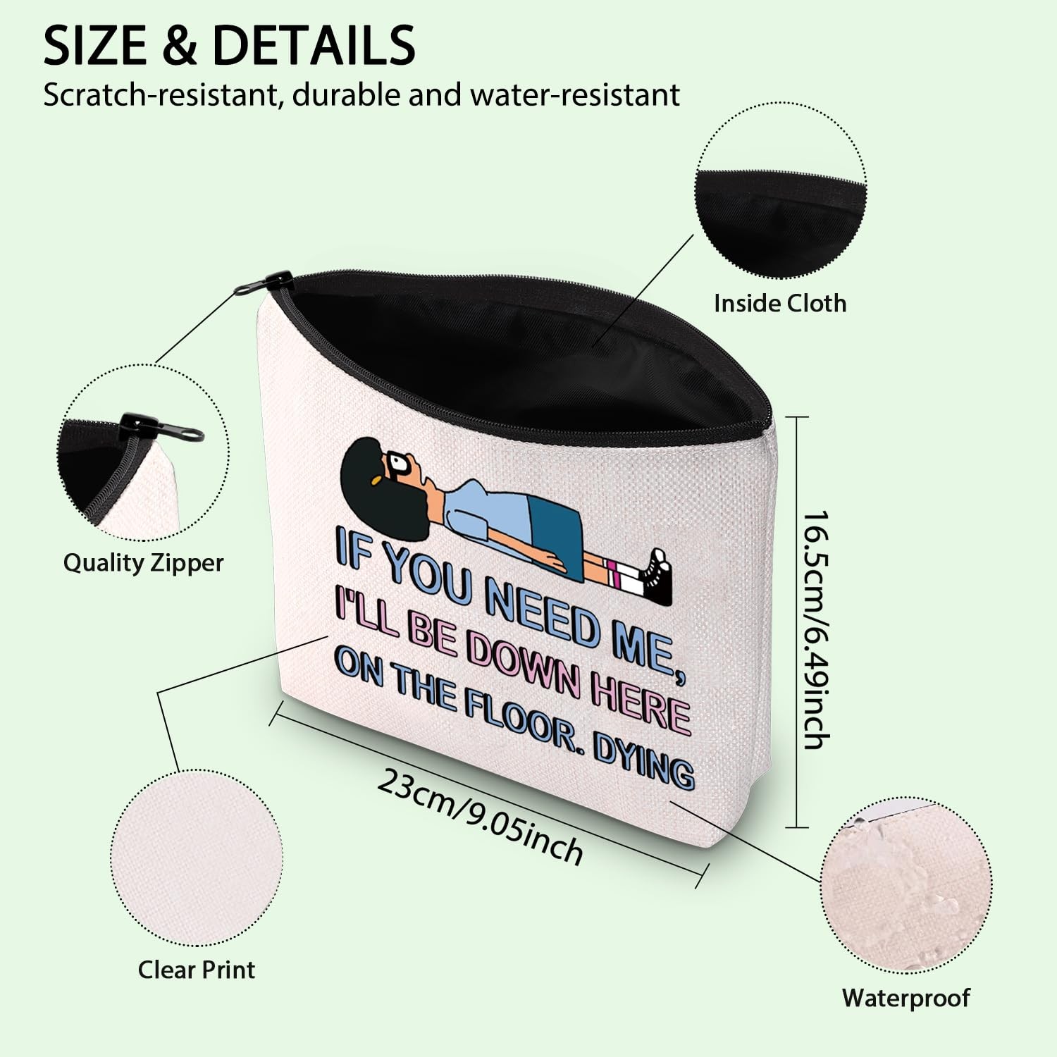 Cartoon Quote Gift Tina Belcher Makeup Bag TV Show One Size, white