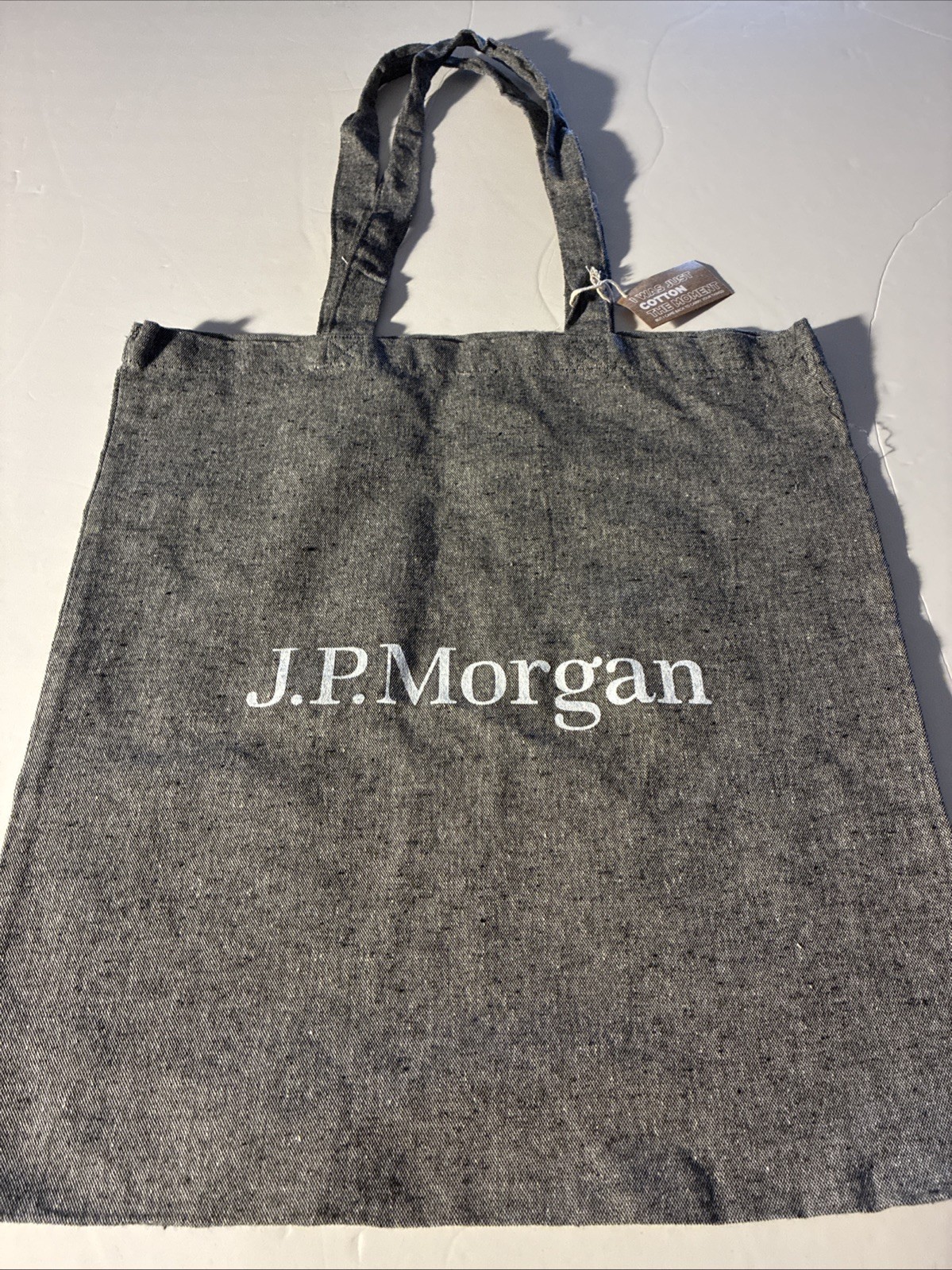 ✅NWT J.P. Morgan Canvas Swag Gray Tote Shopping Book Trader Bag