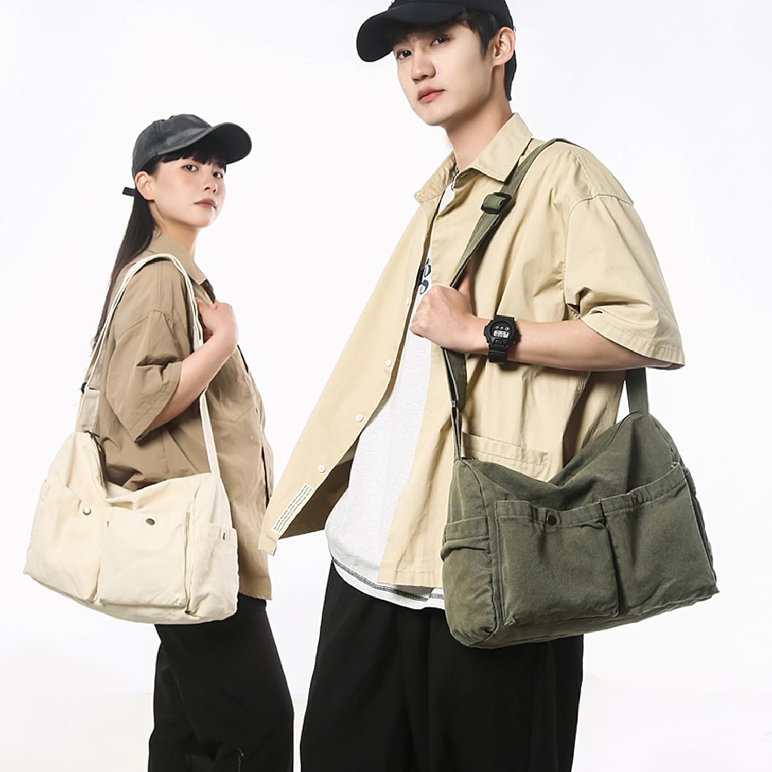 Canvas Menr Bag Cute Crossbody Tote Bag Shoulder for Women Men