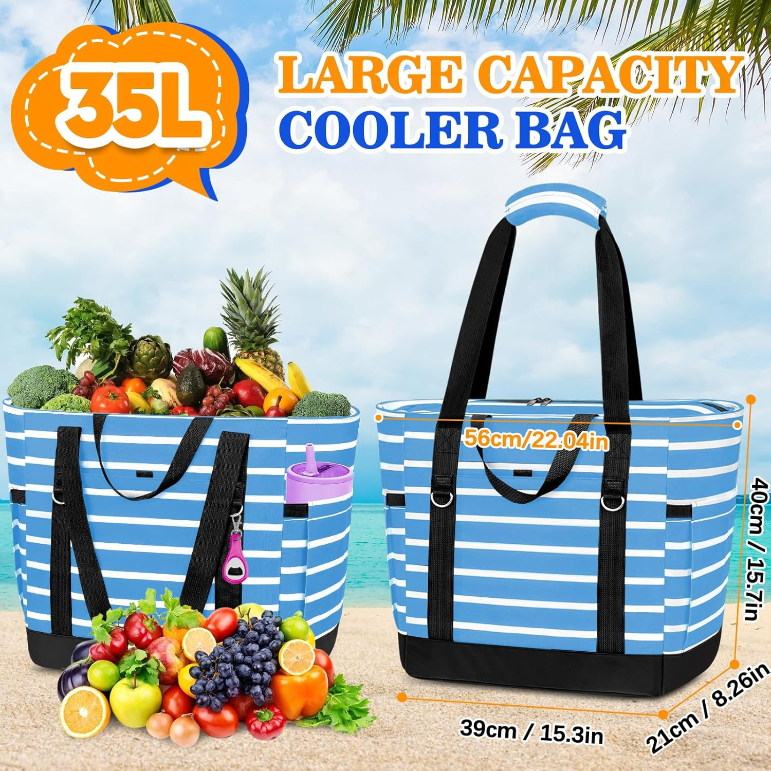 Soft Cooler Bag Insulated for Travel,Large Insulated Grocery Bags with Zippered