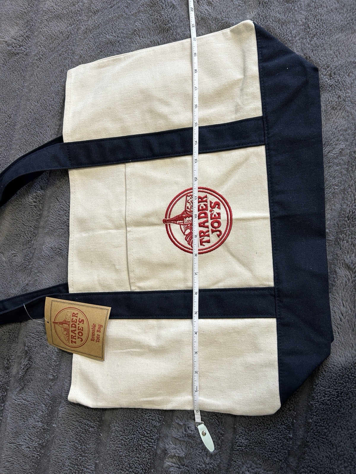 Trader Joe’s Canvas Tote Shopping Bag LARGE CLASSIC NAVY BLUE NEW with TAGS