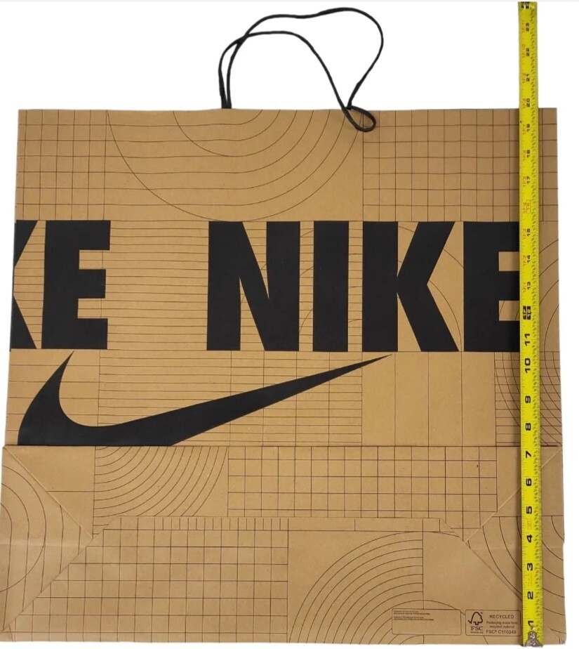 (20) NIKE Iconic Swoosh Brown Recycled Paper Shopping Bag New