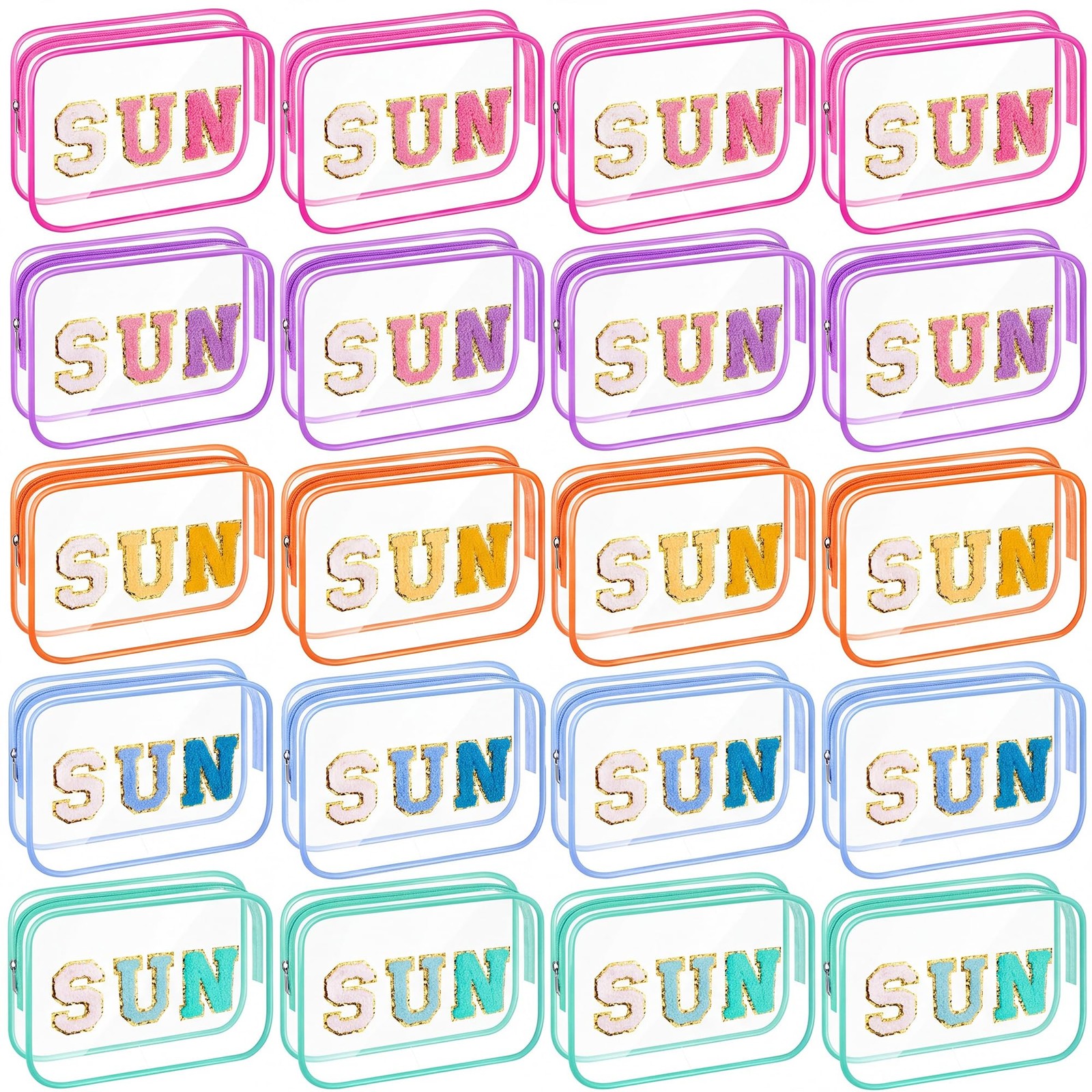 Kacctyen 20 Pcs Clear Sun Makeup Bags Bulk 5 Colors Sunscreen Sun, 5