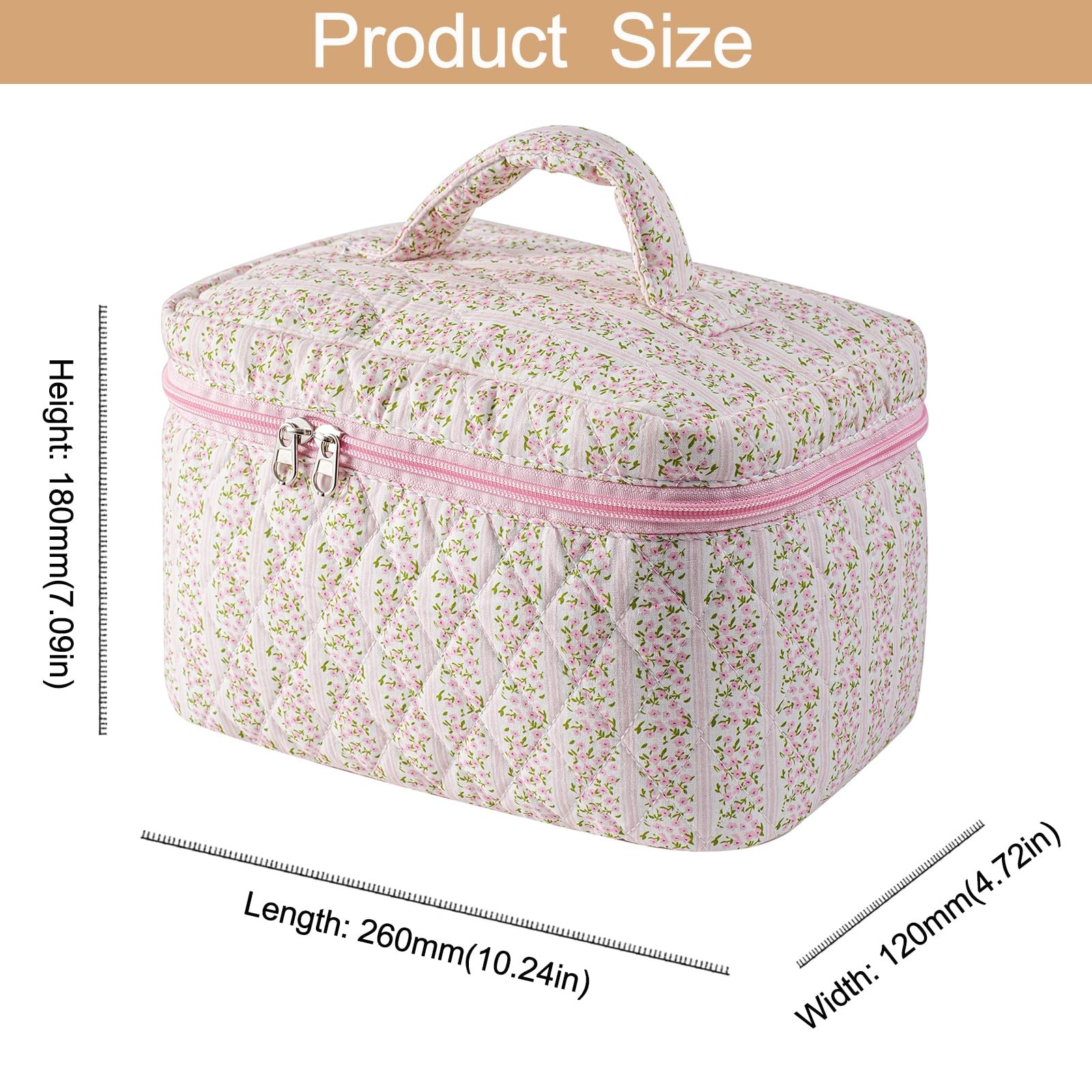 HHQQWZ 2 Pcs Makeup Bag Cosmetic for Women Girls, Cute Large Pink+Pink