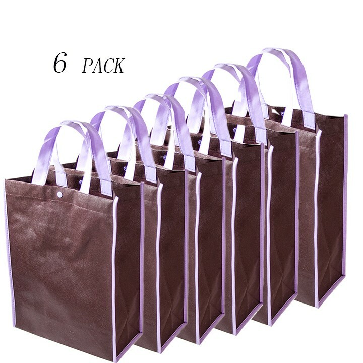 6-Pack Reusable Shopping Bag Recycled Eco Friendly Gift Tote Bags Gusset/10″x13″