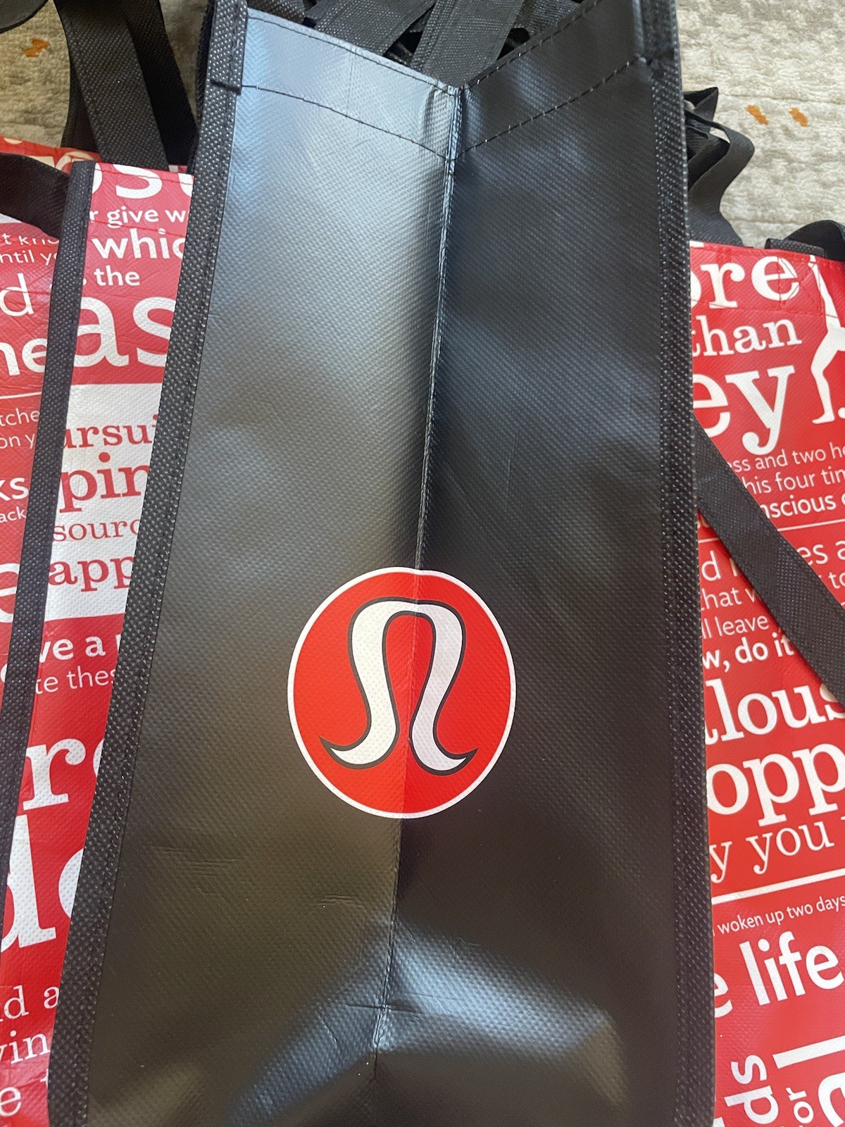 The Original Classic Lululemon Red Black Small Large Reusable Shopping Tote Bag
