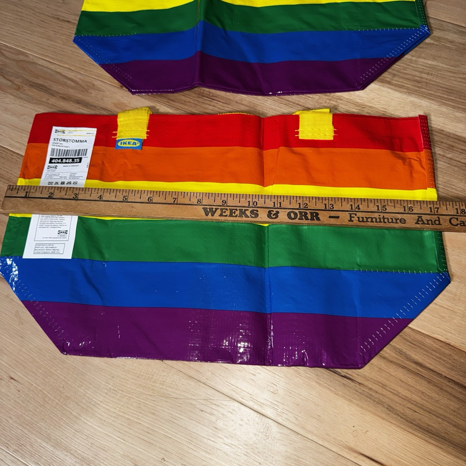 SET of 2 Ikea STORSTOMMA Small Reusable Shopping Bag Rainbow LGBTQ+ Pride New