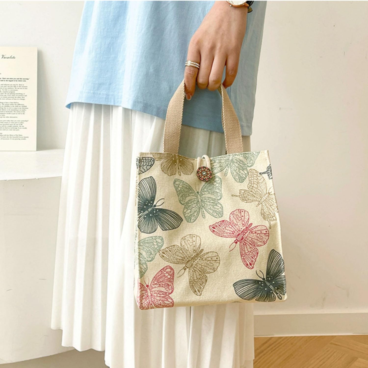 Canvas Tote Bag for Girls and Women, Cute Small Reusable Mini Bag, Aesthetic …