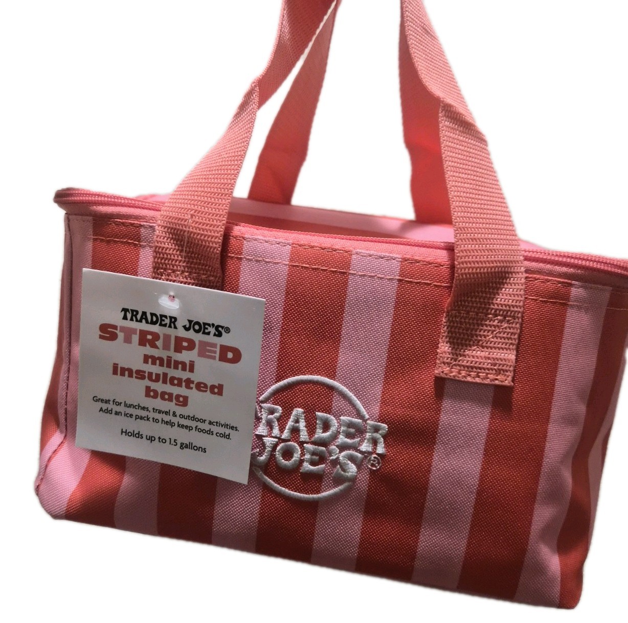 [FREE SHIPPING] Set of 2 Striped BLUE & PINK Trader Joe’s Mini Insulated Bag