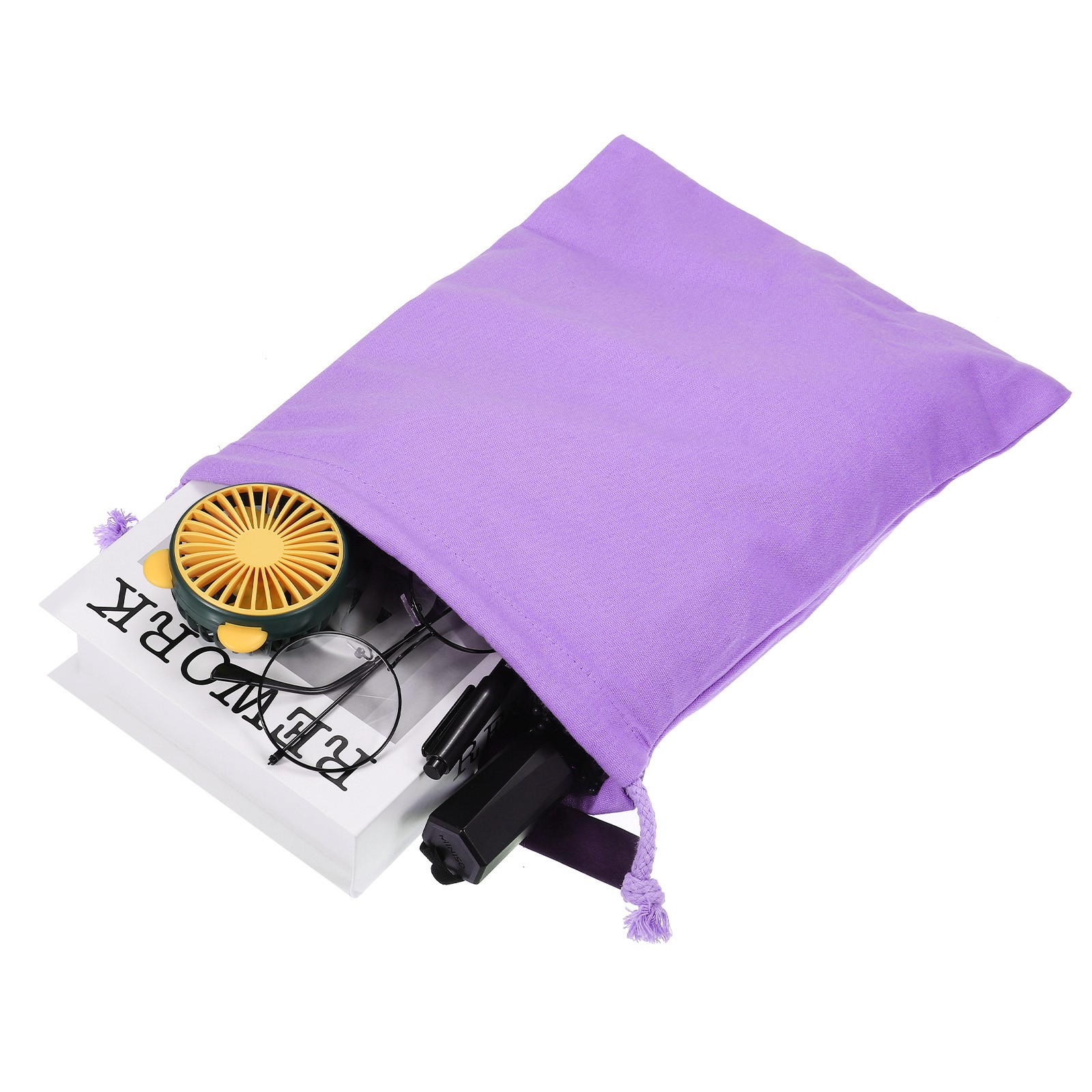 3pcs Reusable Drawstring Bags, 10×12.6″ Multipurpose Bags, Purple