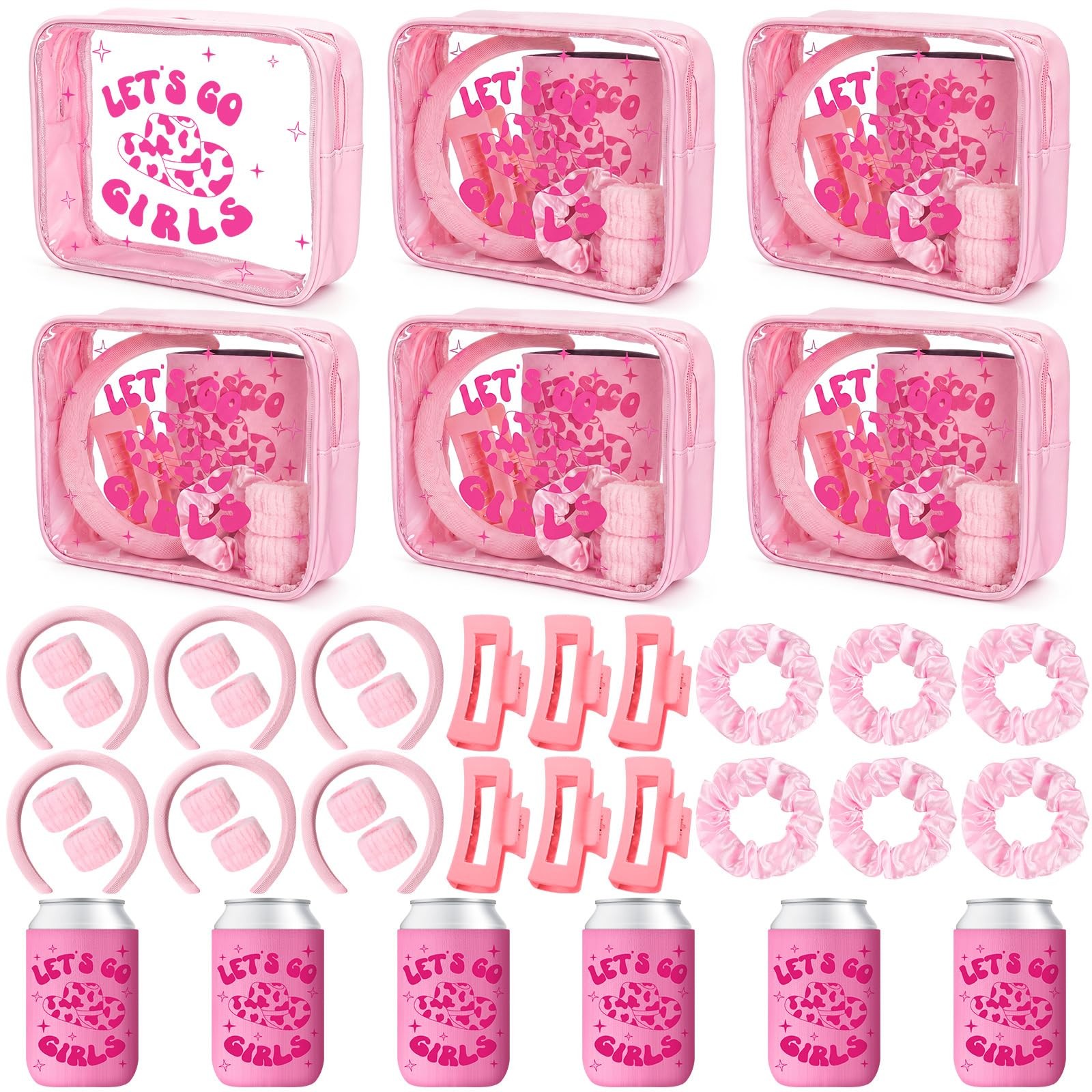 Meanplan 6 Pack Let’s Go Girls Party Supplies 7.9 x 6.3 x 2.4 inches, Pink