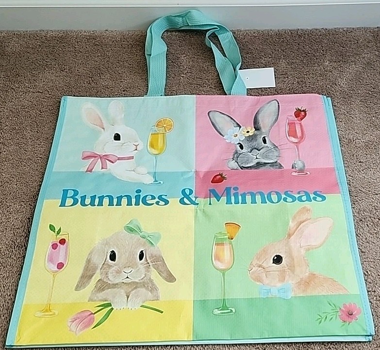 Home Goods – Adorable Bunnies & Mimosas – Large Reusable Shopping Tote Bag