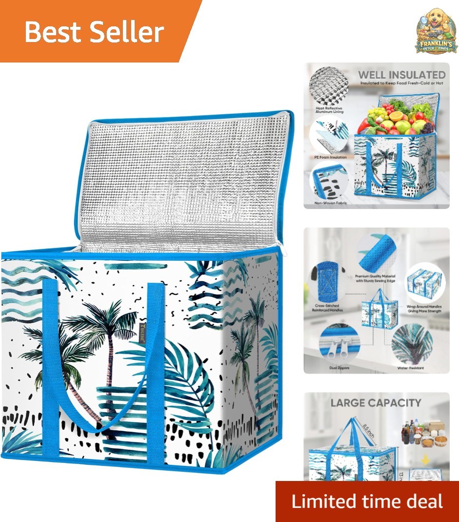 1Pk Insulated Reusable Grocery Bags, Collapsible Cooler Bag for Groceries, He…
