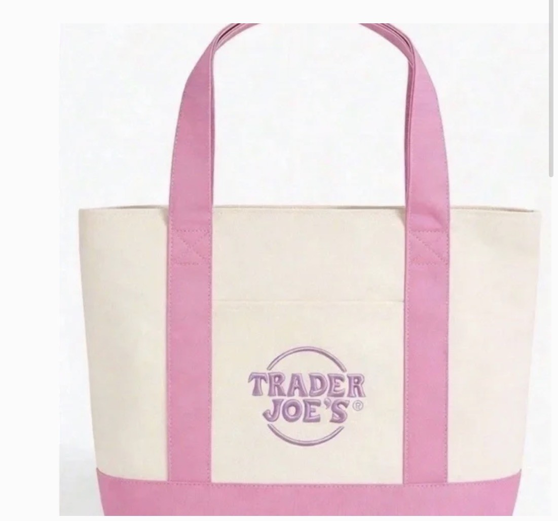 Trader Joe’s Mini Pastel Canvas Tote Bag in Pink NWT