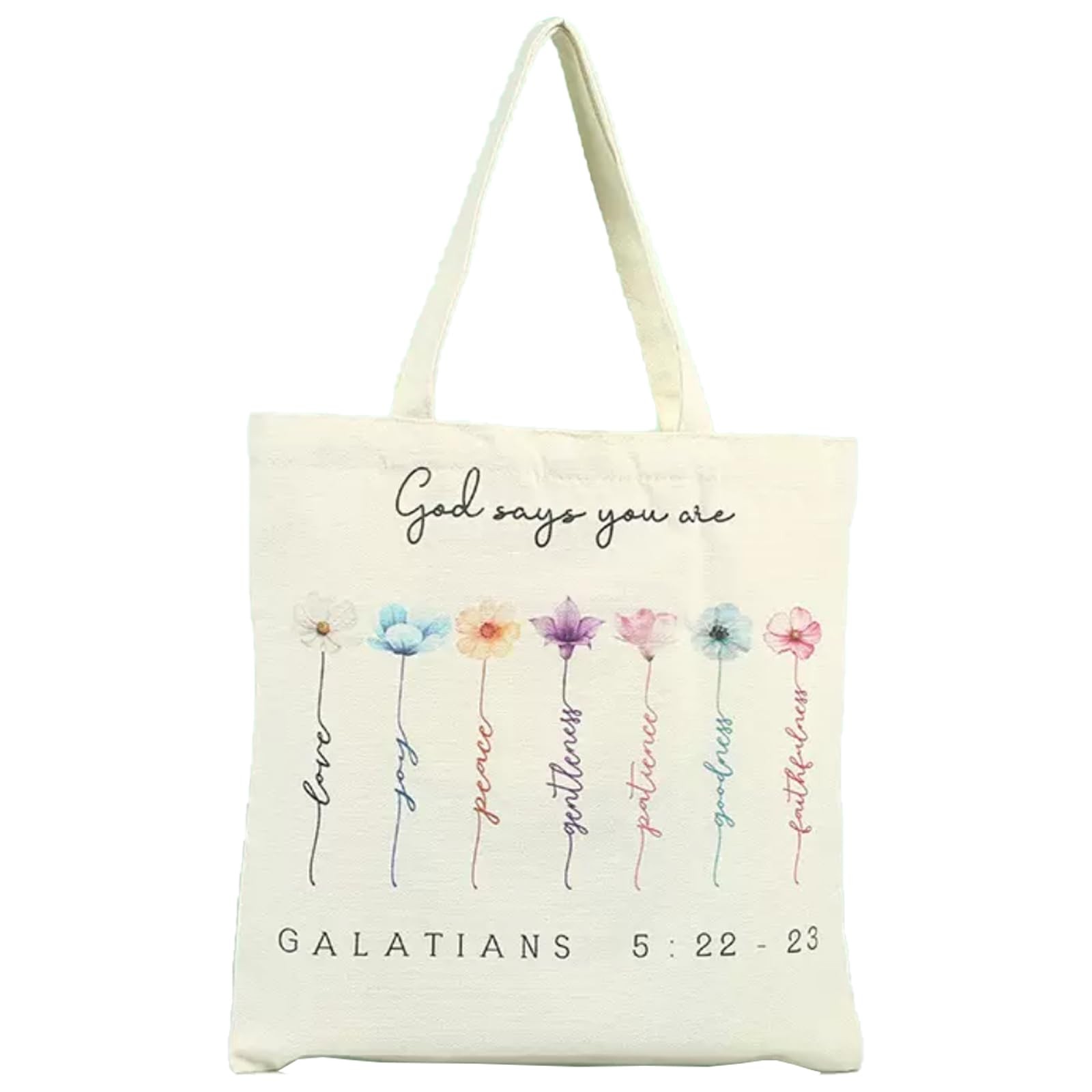 Beige Canvas Christian Tote Bag – Jesus Loves You Church Bag for Women