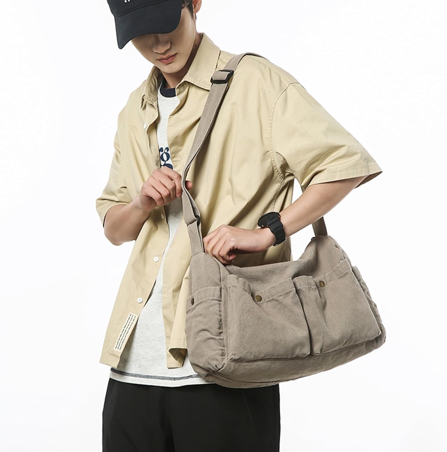 Canvas Menr Bag Cute Crossbody Tote Bag Shoulder for Women Men