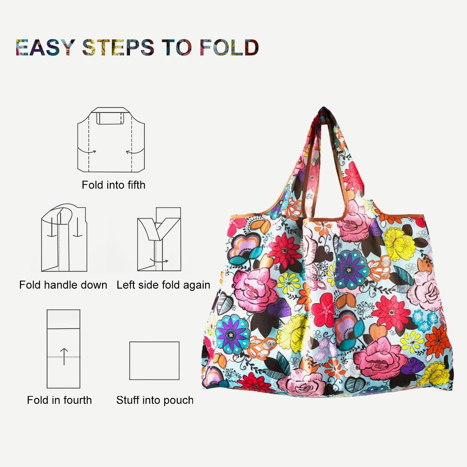 2 Pack Reusable Grocery Shopping Bag Foldable Ripstop 40LBS Heavy Duty