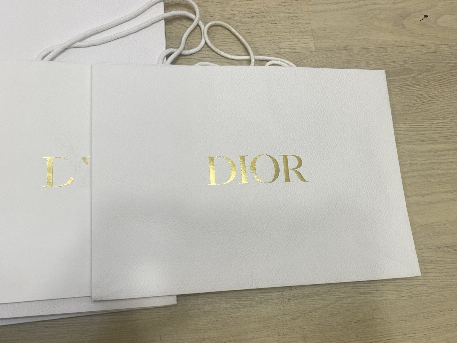 Set of 9-Dior Authentic White Gold Empty Gift Shopping Paper Bags All Size Lot