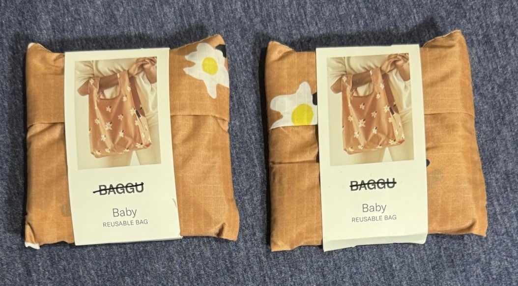 Set Of 2 BAGGU Baby Reusable Bags PAINTED DAISY Totes NWT
