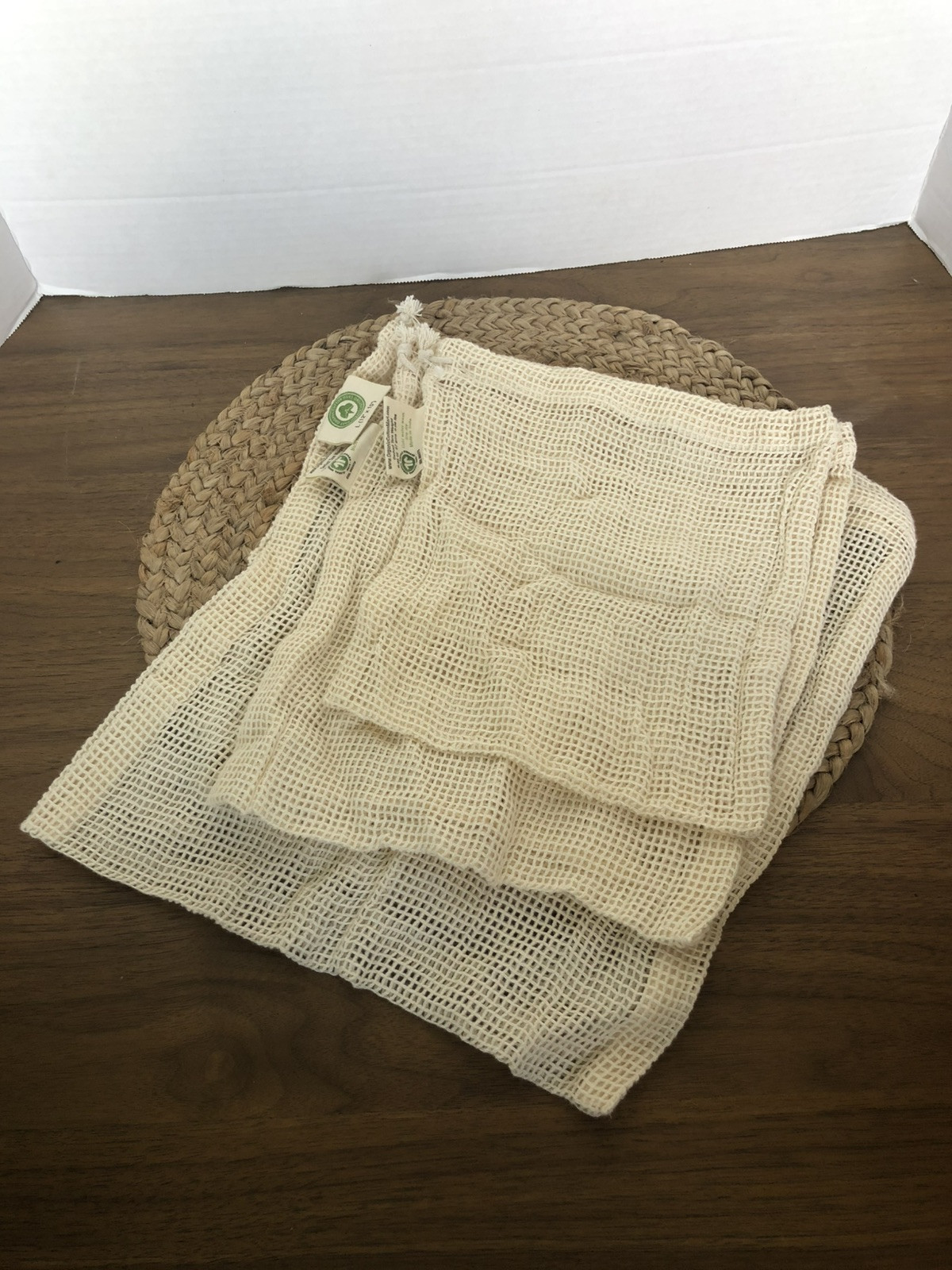 Organic Cotton Reusable Mesh Bags Set Of 3 Size L M S
