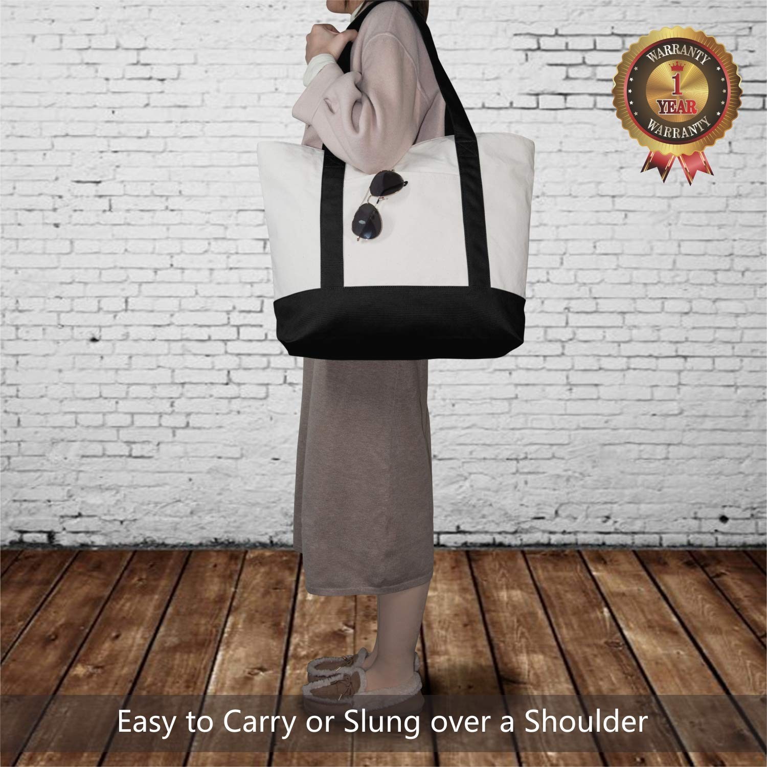 TOPDesign 1 3 6 30 Pack Canvas Tote Bag with an External Pocket Reusable Grocery
