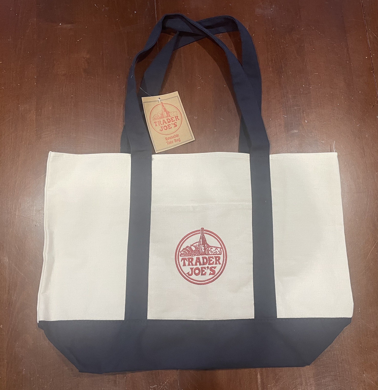 Trader Joe’s Canvas Tote Shopping Bag – LARGE CLASSIC NAVY BLUE – NEW TAGS US