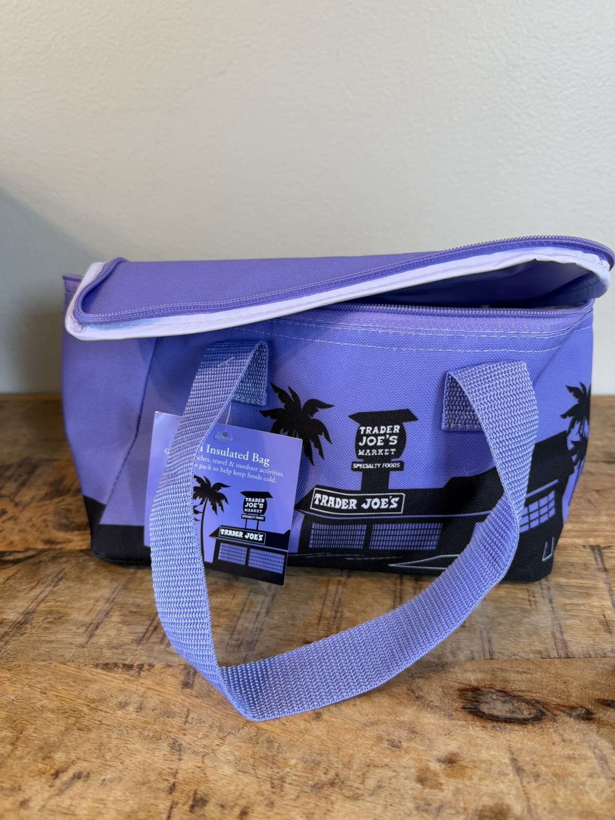 New Spring Trader Joe’s Lavender Purple Mini Insulated Cooler Tote Lunch Bag