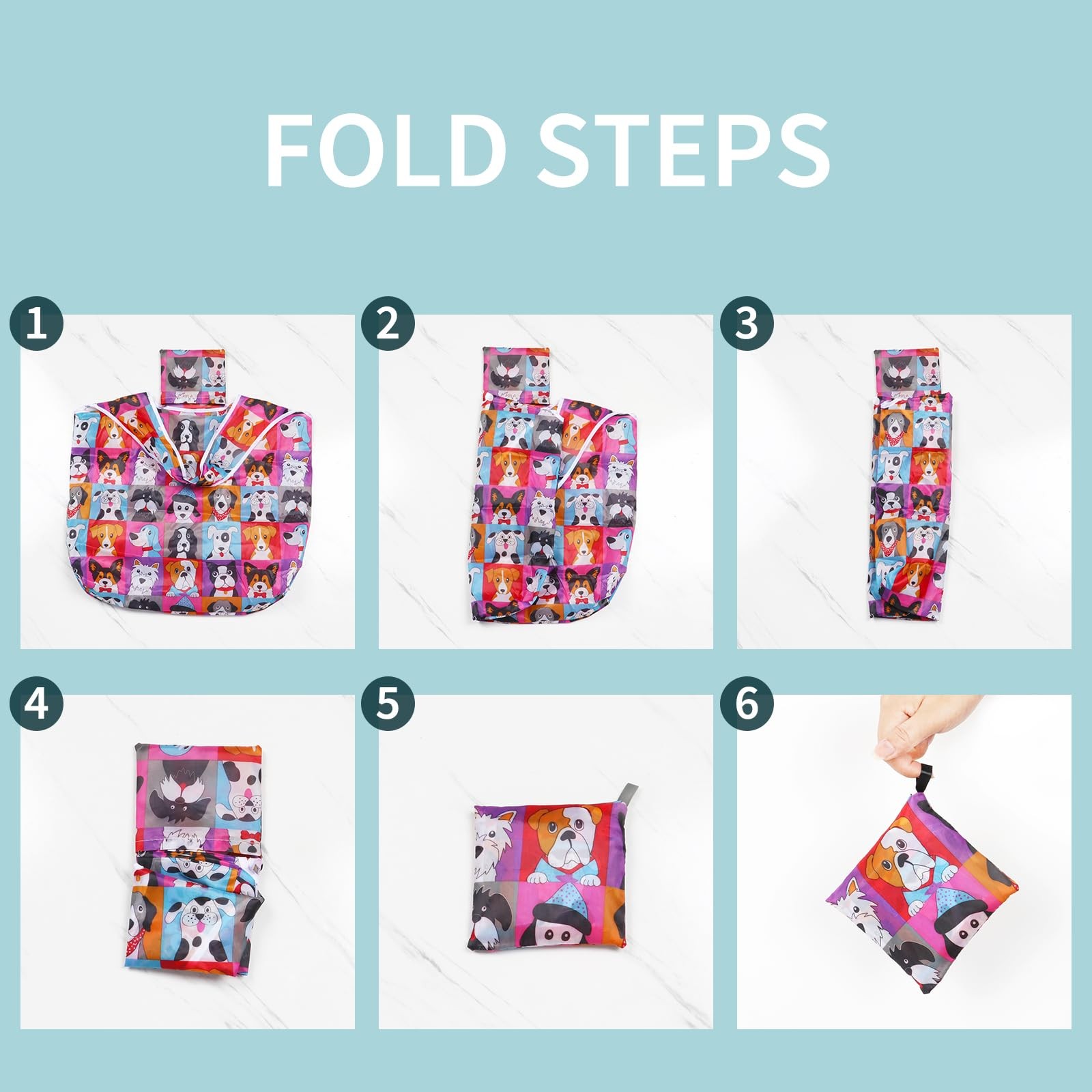 Reusable Grocery Shopping Bags 6 Pack, Foldable Tote Bags with Attached Pouch…