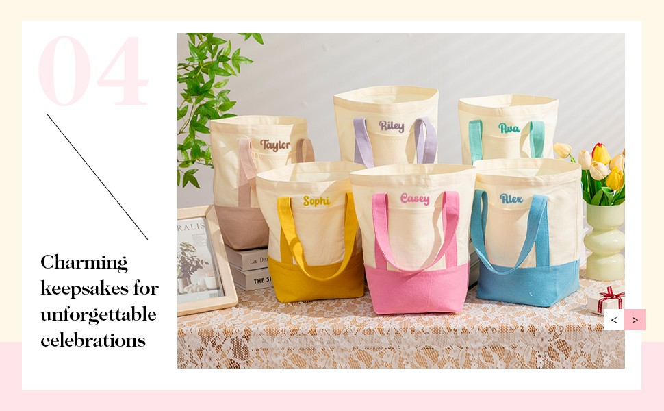6 Pcs Mini Canvas Tote Bags 13″ x 11″ x 6″ Small Tote Shopping Bag Bulk with