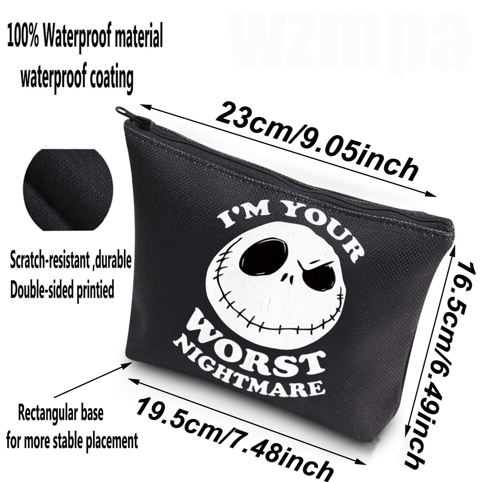 WZMPA Funny Jack Cosmetic Bag Fans Gifts I’m Your Worst Nightmare -BL