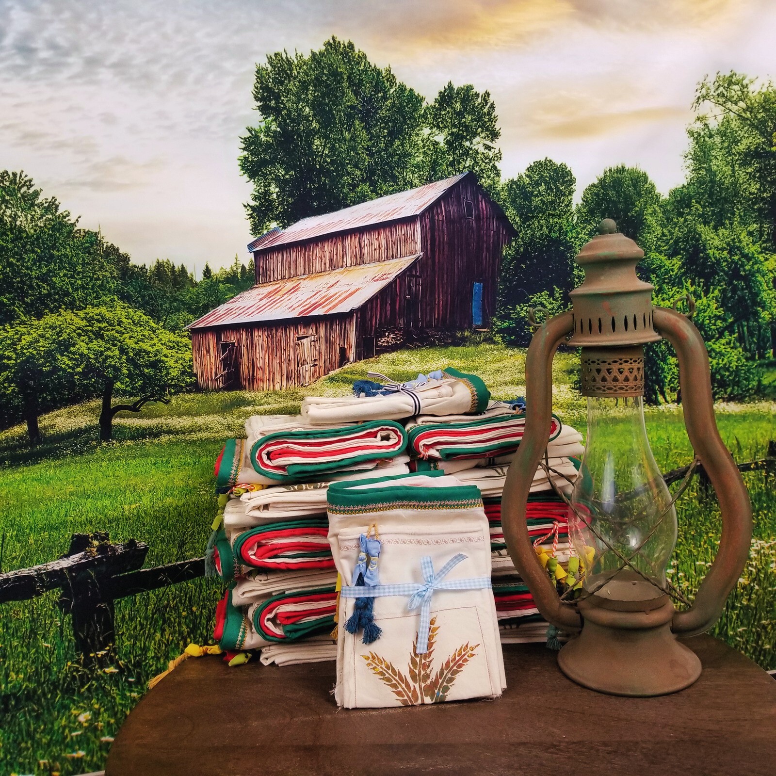 Reusable Vintage designed Rustic Farmhouse Produce/ Bread Bag Bundle 