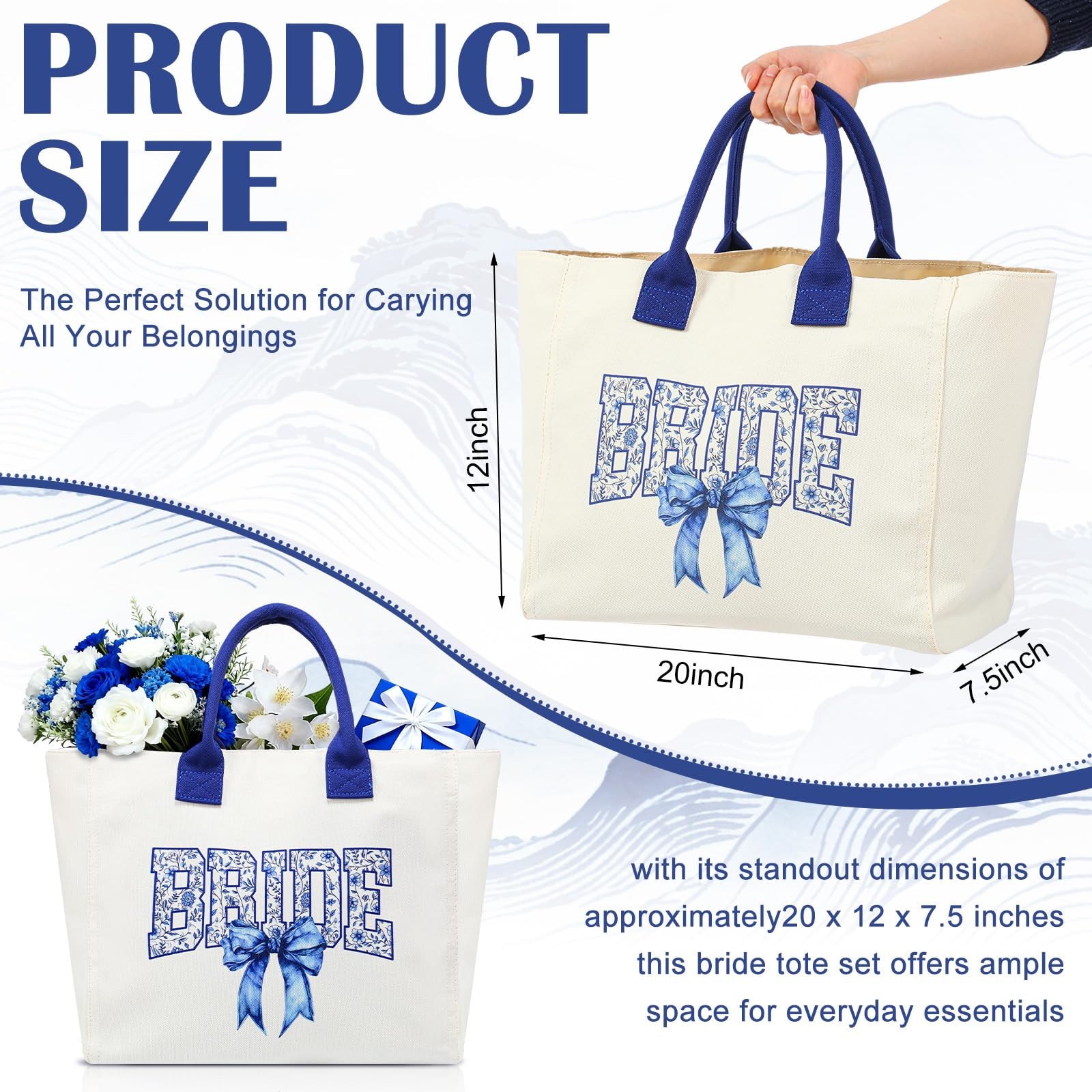 Bride Tote Bag Gifts Wedding Large Bridal Shower Pearl Rhinestone Tote Reusab…